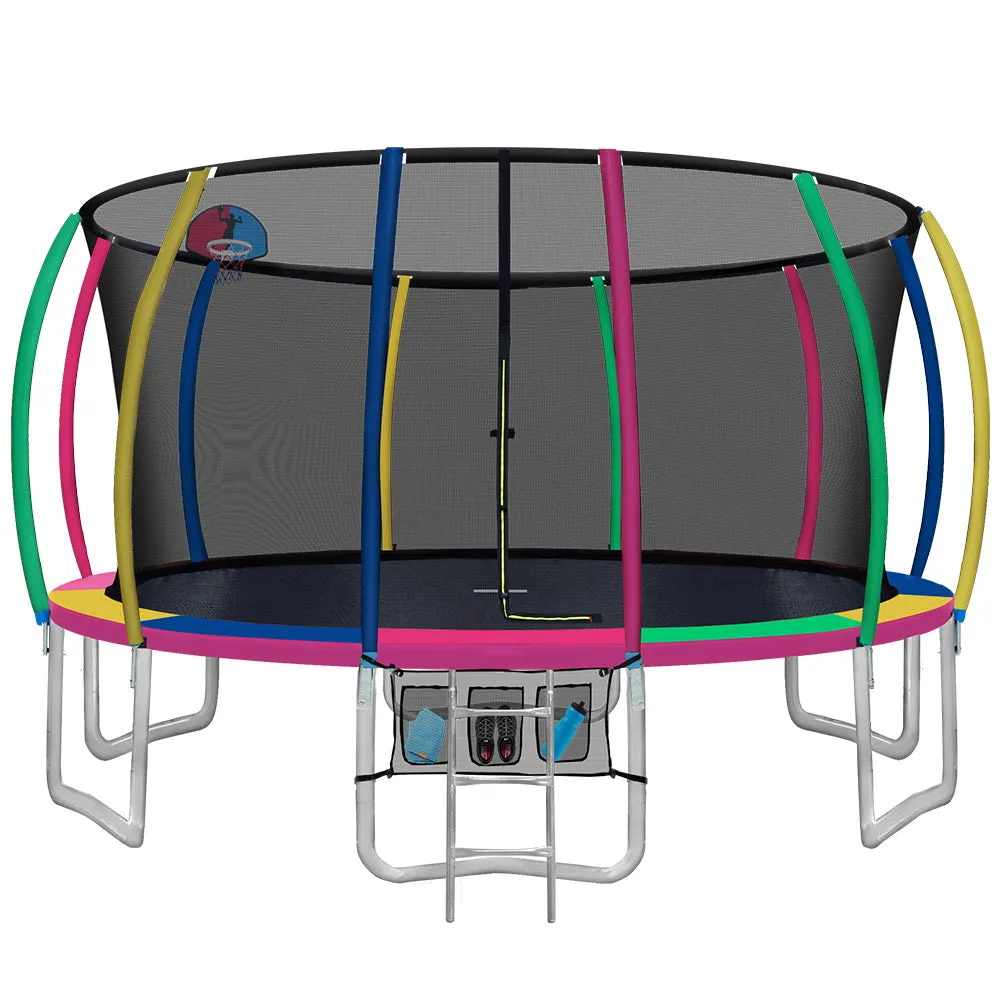 16FT UV-Resistant Kids Trampoline w/ Safety Net & Basketball - Everfit