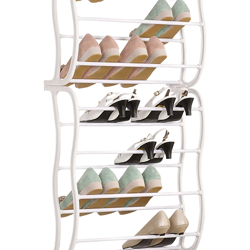 36 Pair Over-the-Door Shoe Organiser, White, Plastic/Metal