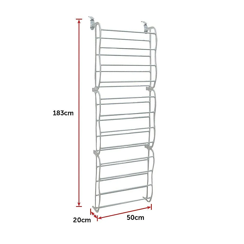 36 Pair Over-the-Door Shoe Organiser, White, Plastic/Metal