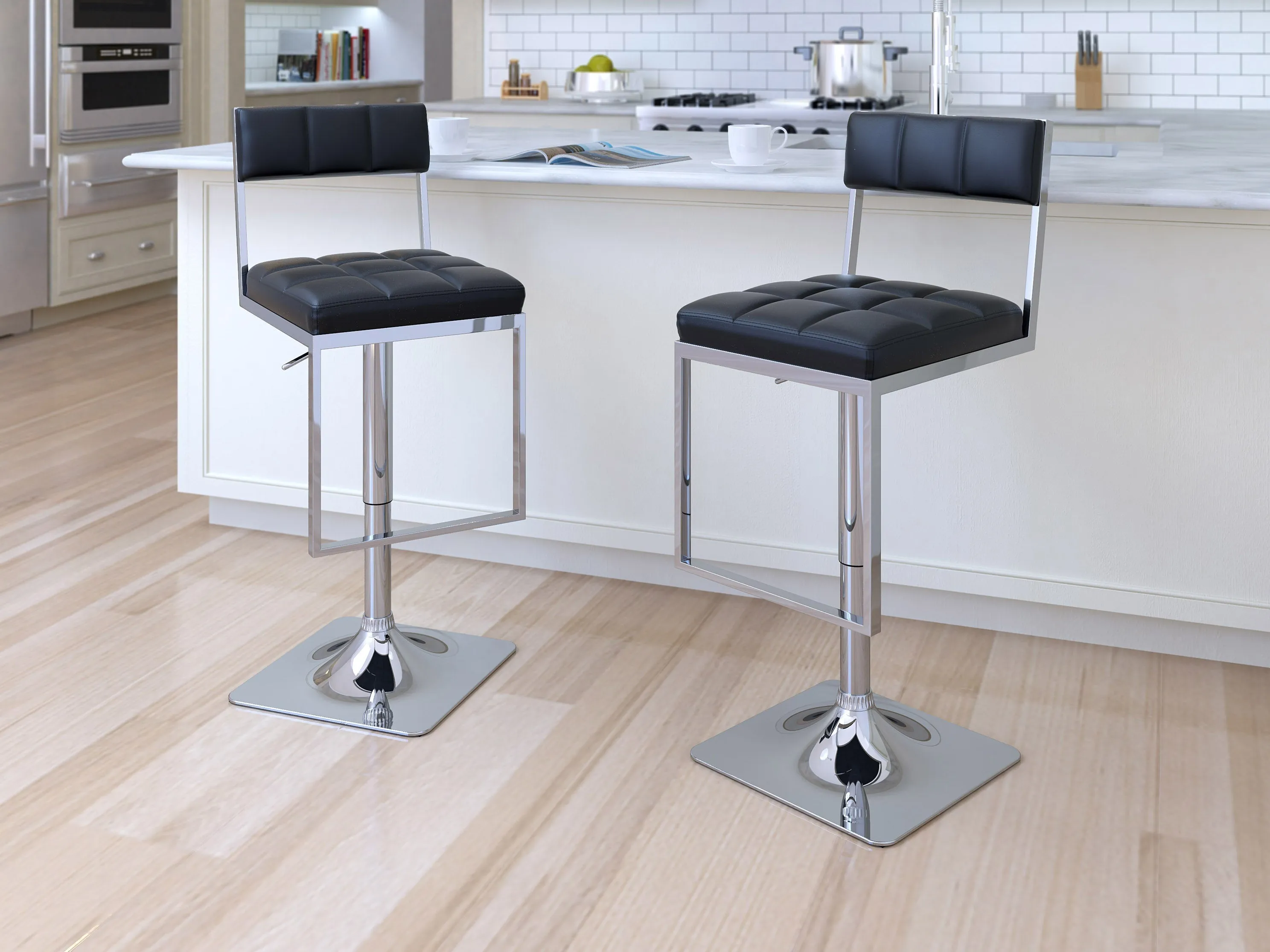 Black Bar Stools, Set of 2