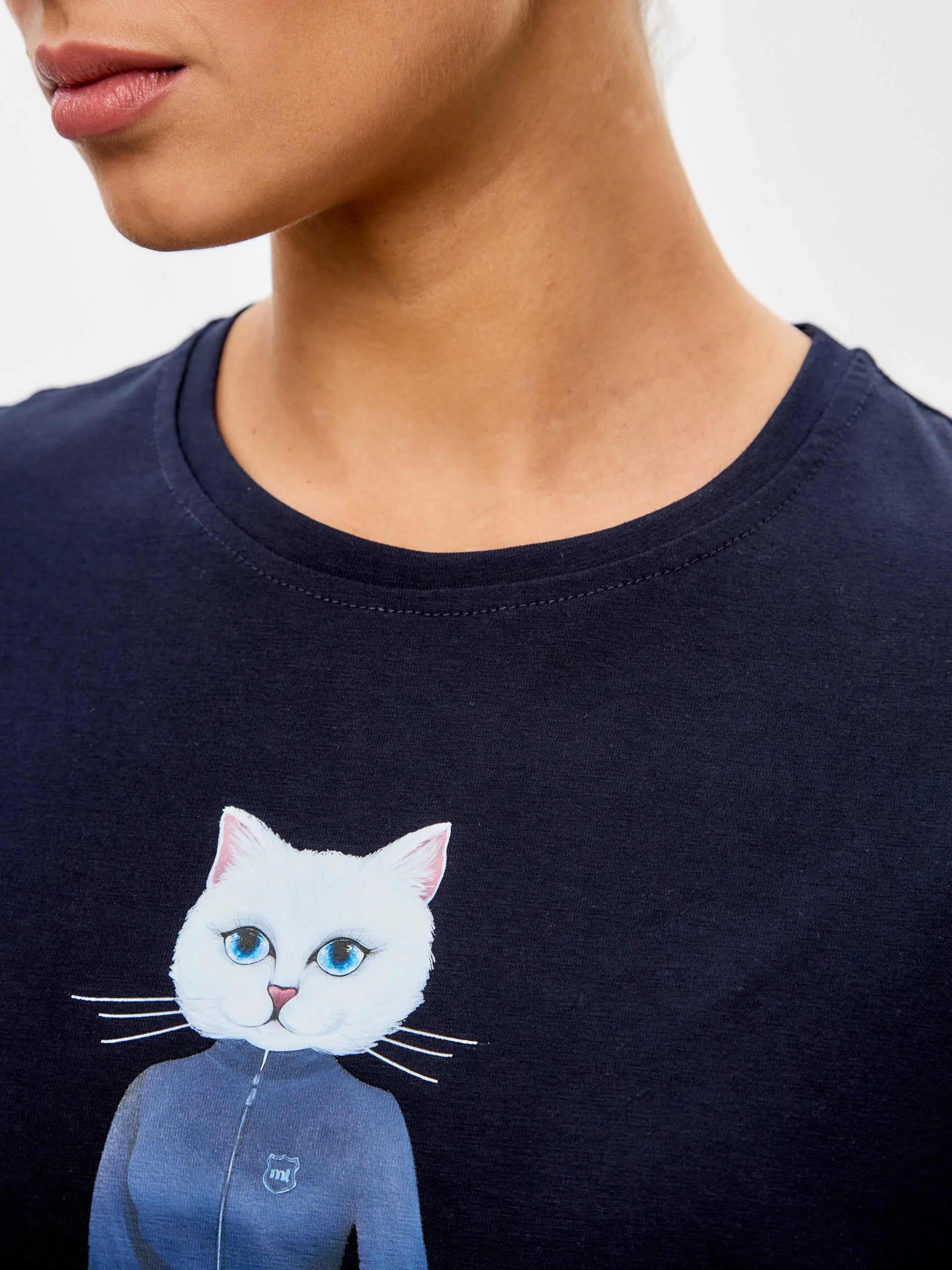 Blue Printed T-shirt SPORT WHITE CAT