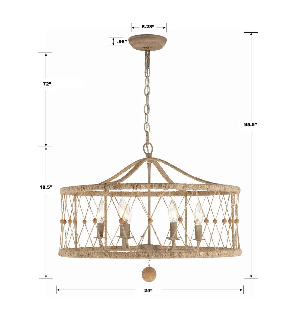 Brixton 6 Light Burnished Silver Chandelier