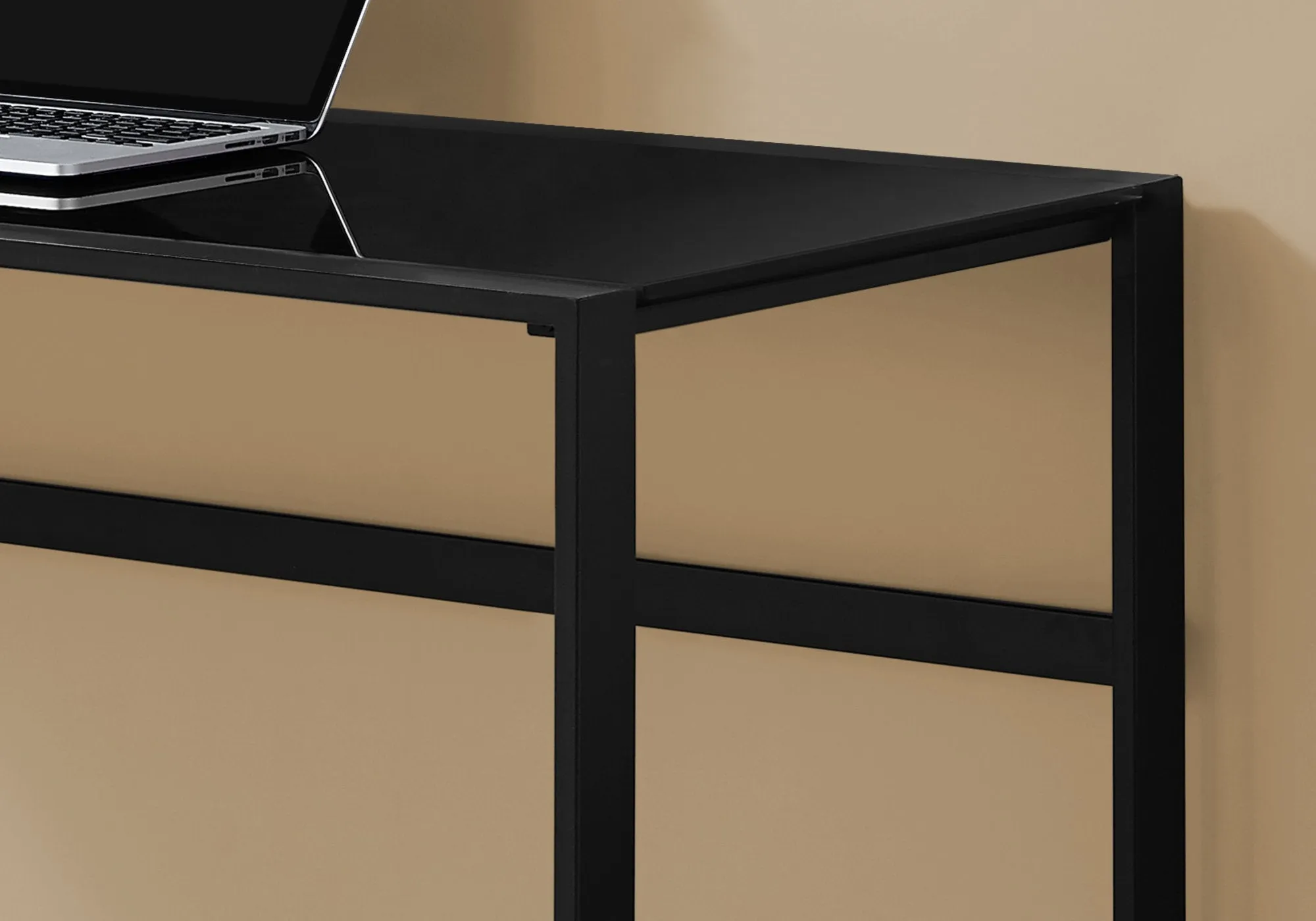 Computer Desk - 48"L / Black Metal / Black Tempered Glass