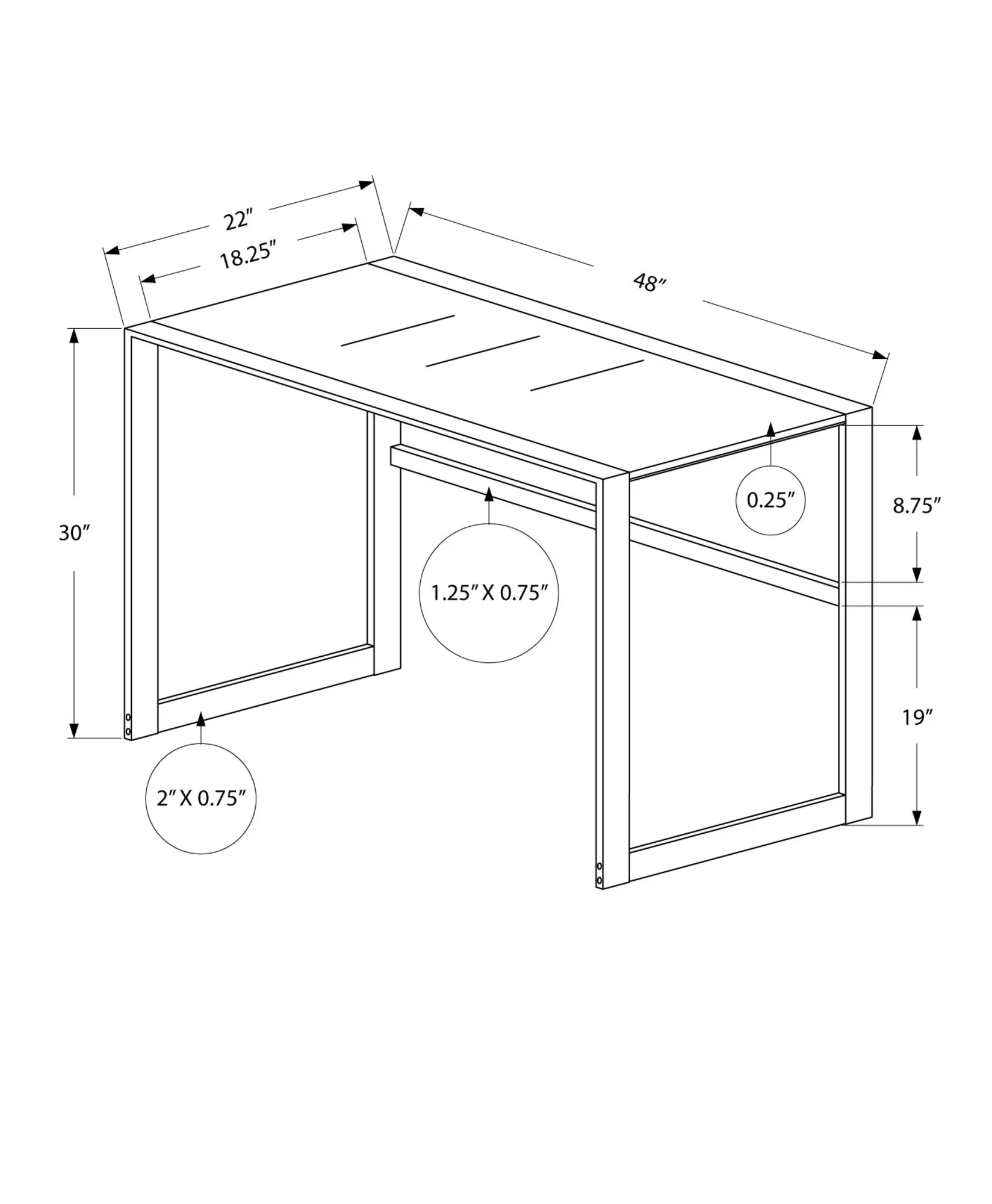 Computer Desk - 48"L / Black Metal / Black Tempered Glass