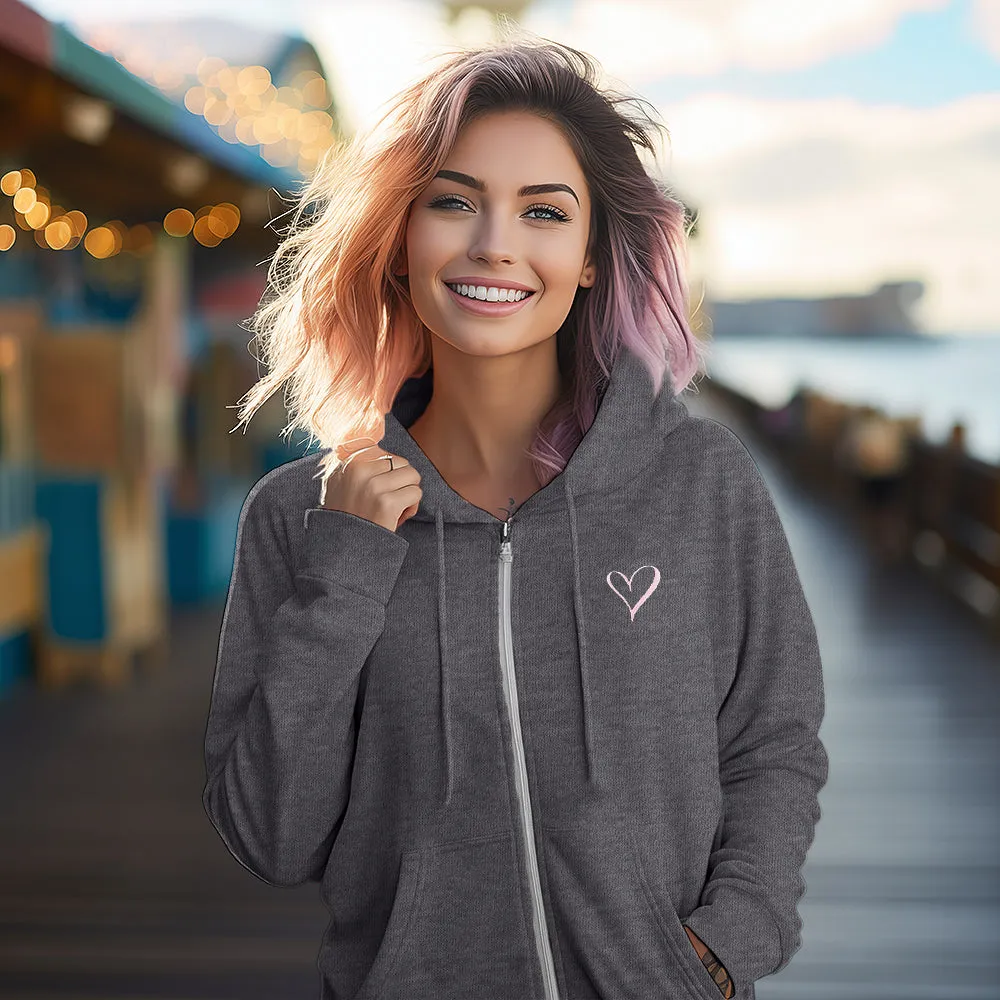 Dalix Heart Washed Zip Hoodie