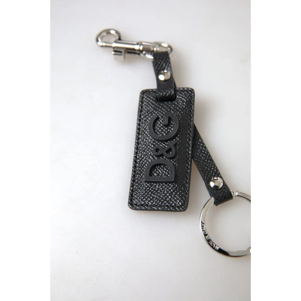 Dolce & Gabbana Elegant Black Leather Keyring Accessory