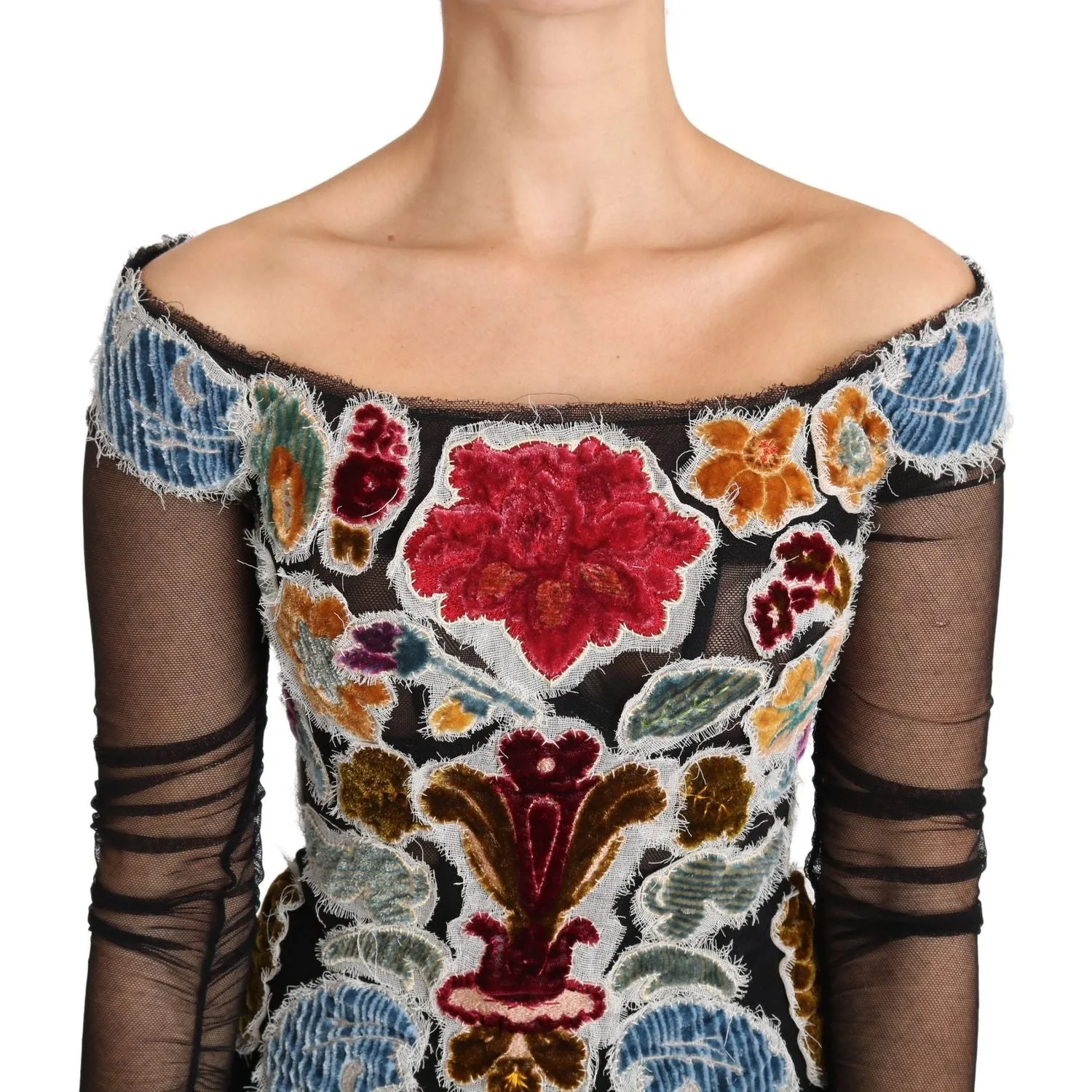 Dolce & Gabbana Elegant Floral Applique Long Sleeve Top