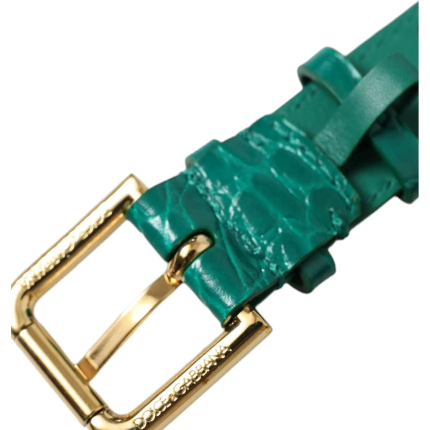 Dolce & Gabbana Elegant Green Leather Neck Band