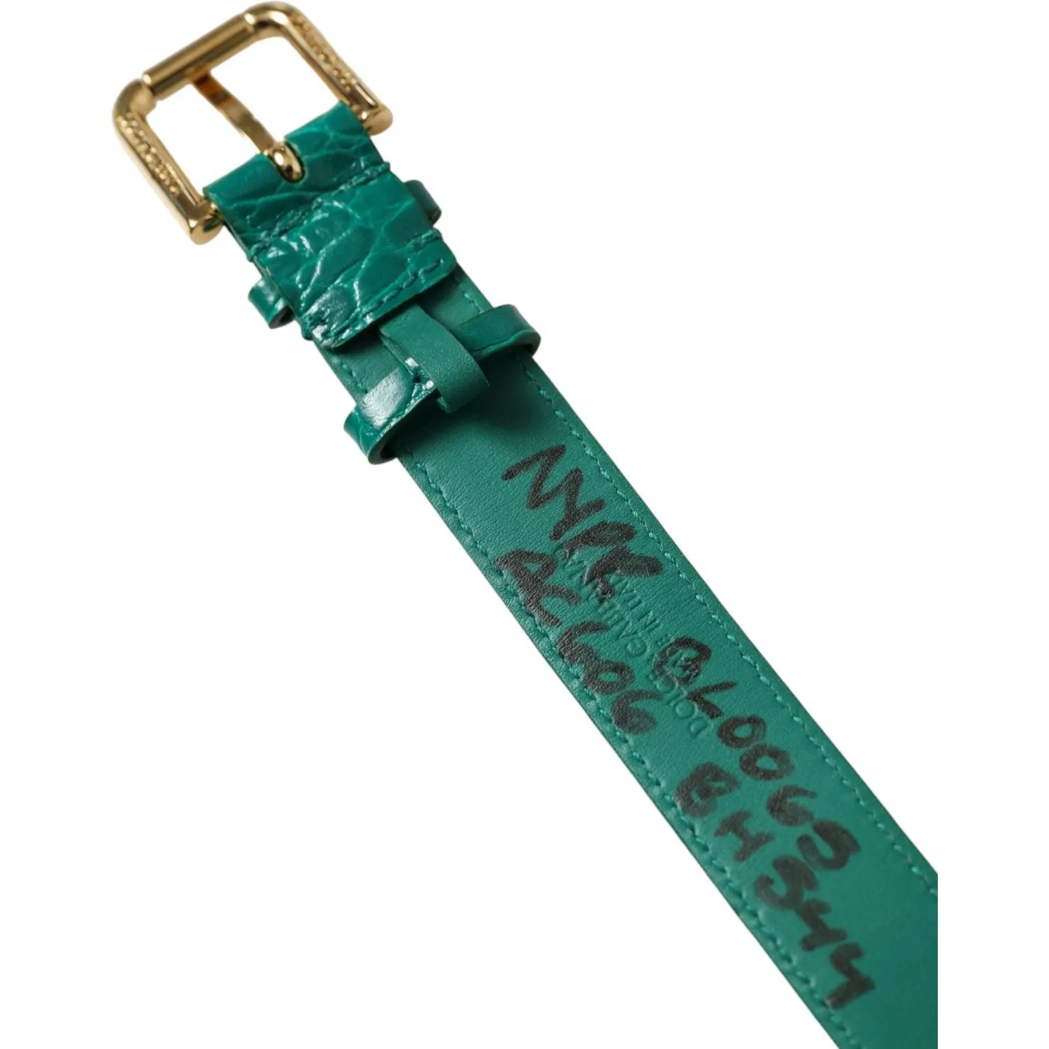 Dolce & Gabbana Elegant Green Leather Neck Band