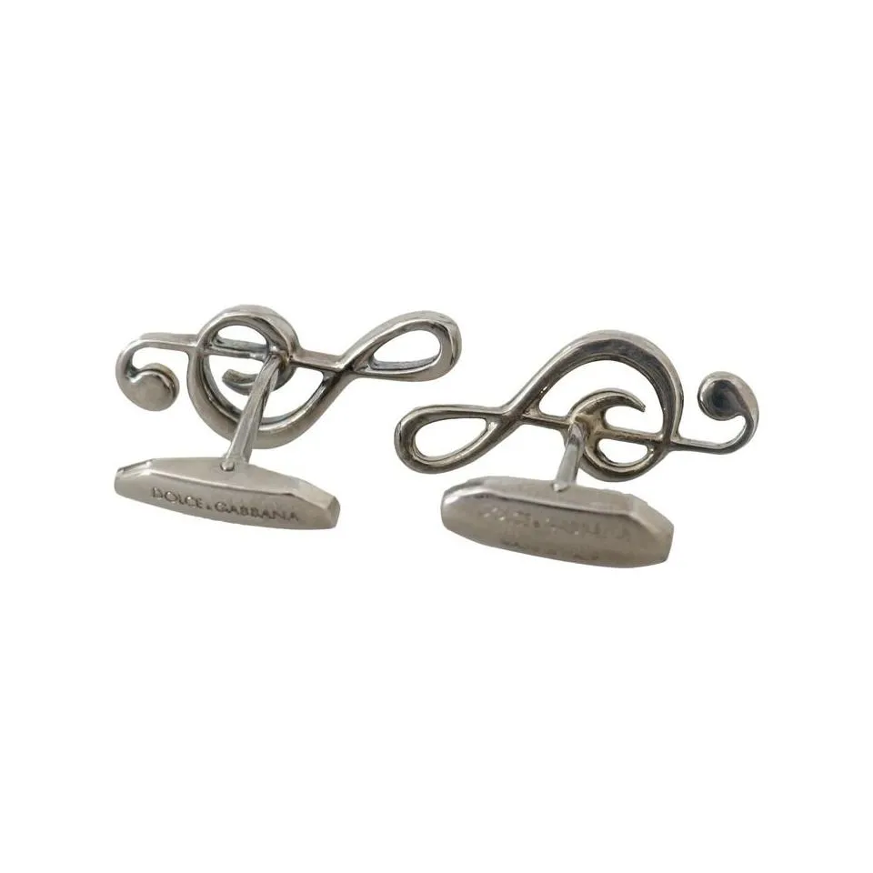 Dolce & Gabbana Elegant Silver Tremble Clef Cufflinks