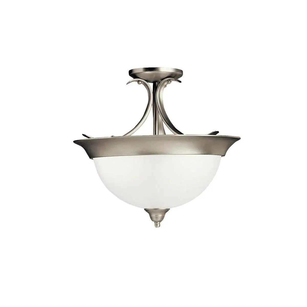 Dover 15" 3-Light Semi-Flush Mount with Satin Etched Seeded Glass, Brushed Nickel Finish