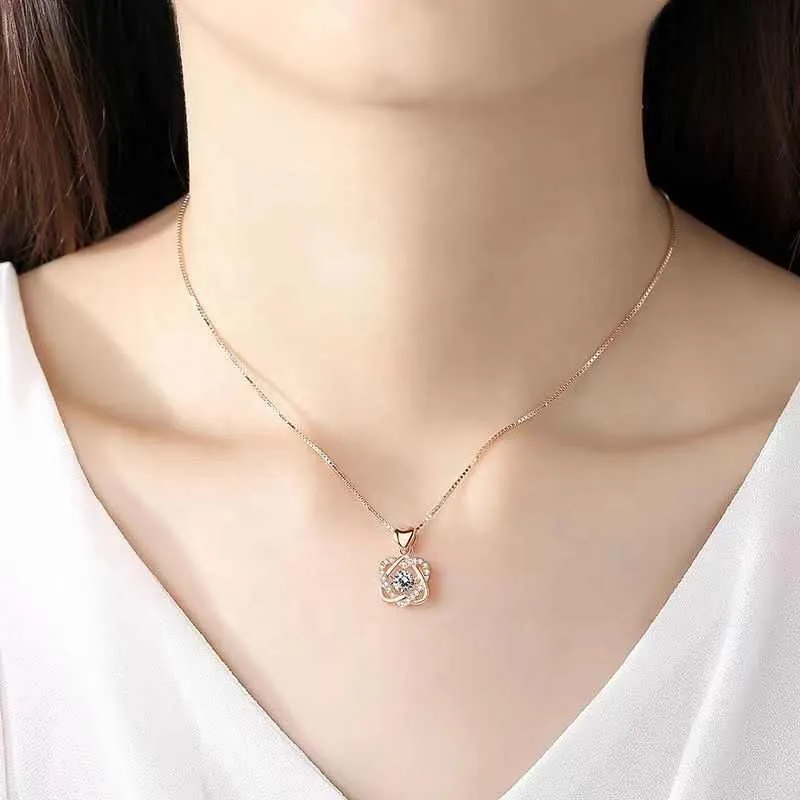 Elegant Rose Gold Plated Double Heart Love Pendant For Women