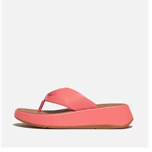 Fitflop Women F-Mode Leather-Twist Flatform Toe-Post Sandals |HG1-B09| Rosy Coral