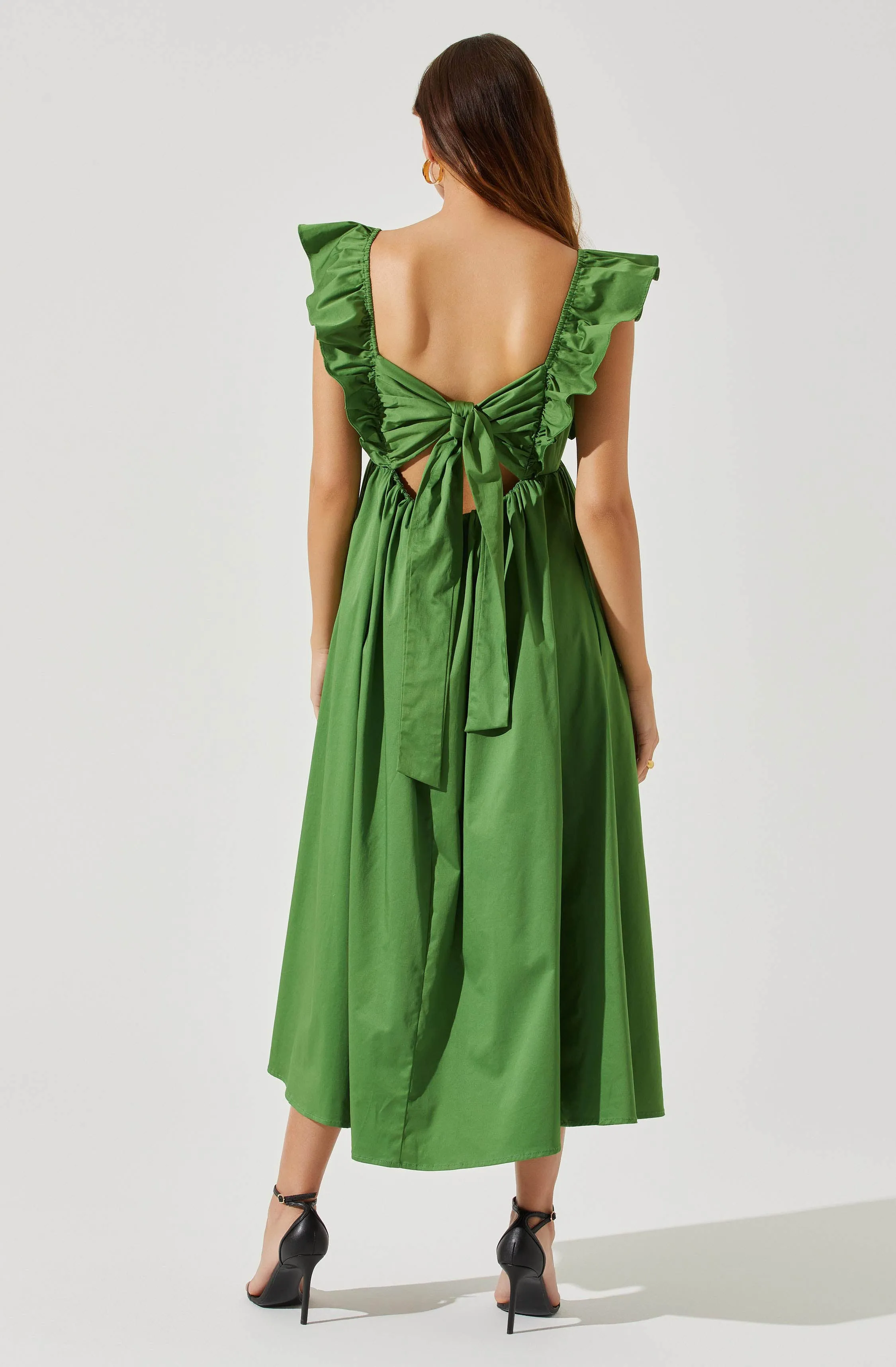 Flutter Sleeve Tie Back Maxi Dress