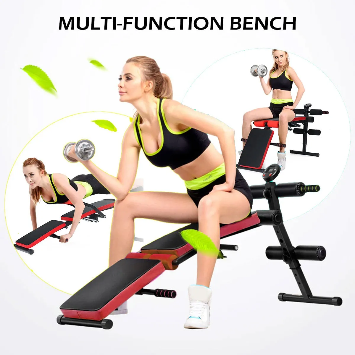 Foldable Adjustable Sit Up Abdominal Bench Press Weight Home Gym Ab Exercise Fitness