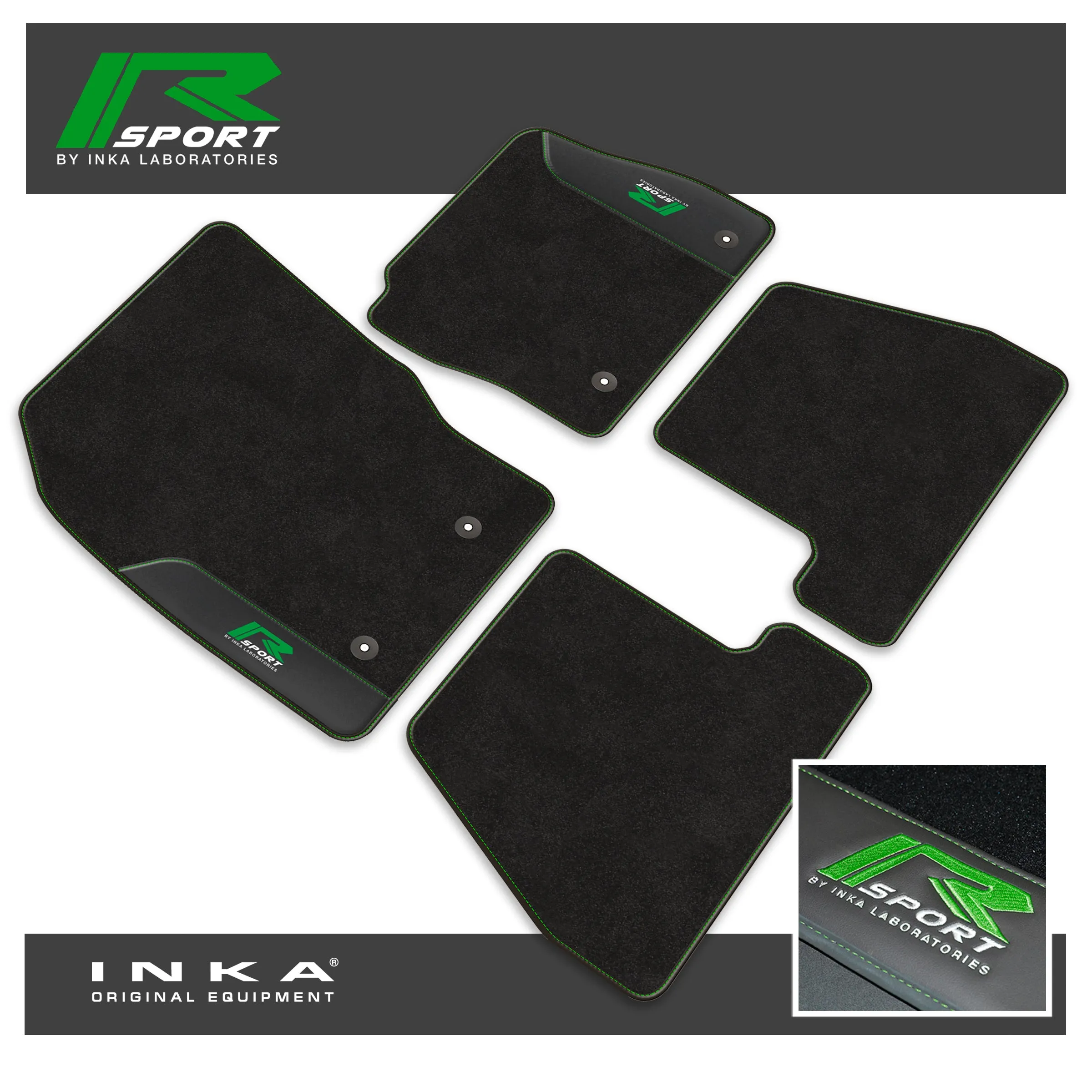 Ford Focus Mk3 Car Mats (Front & Rear Set) R Sport with Premium Carpet & OEM Leatherette, Fits MY15 to MY18