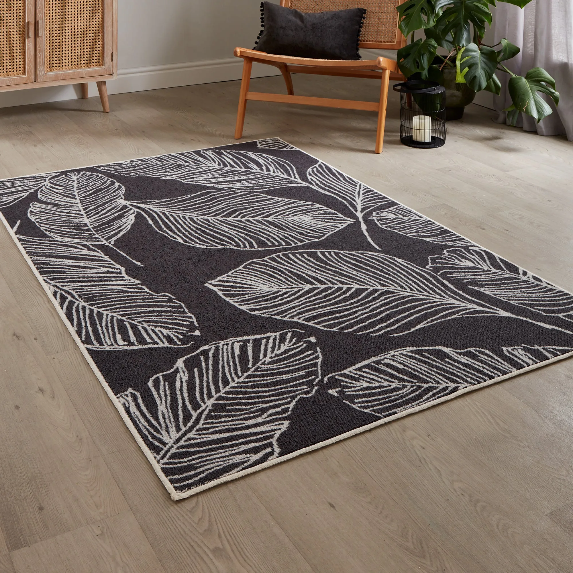 Fusion Matteo Washable Rug - Charcoal