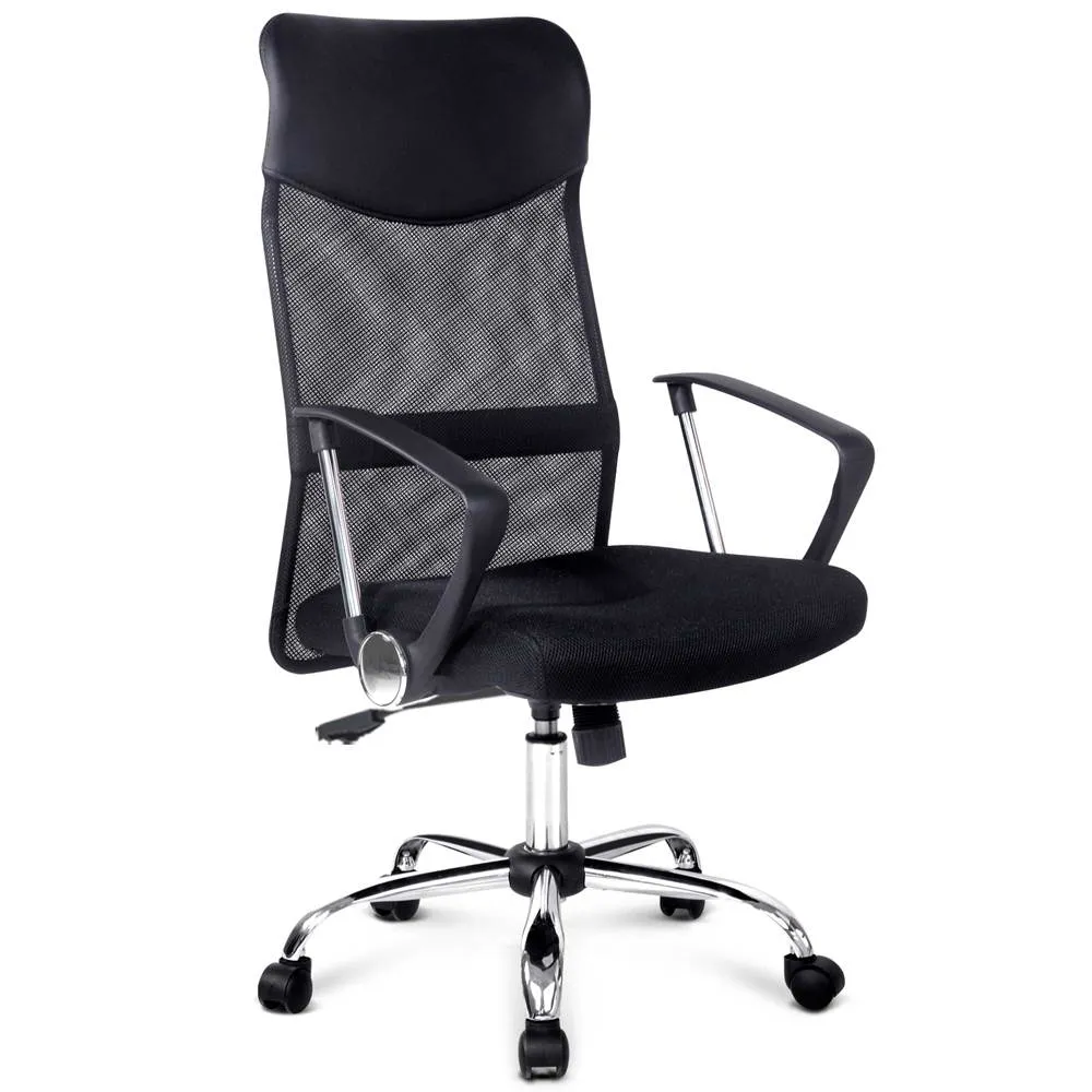 High Back Mesh Leather Office Chair, Adjustable - Artiss