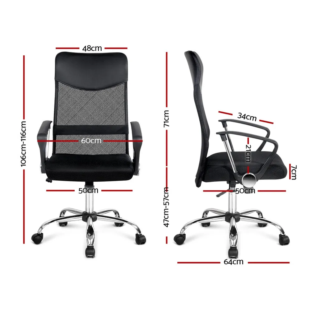 High Back Mesh Leather Office Chair, Adjustable - Artiss