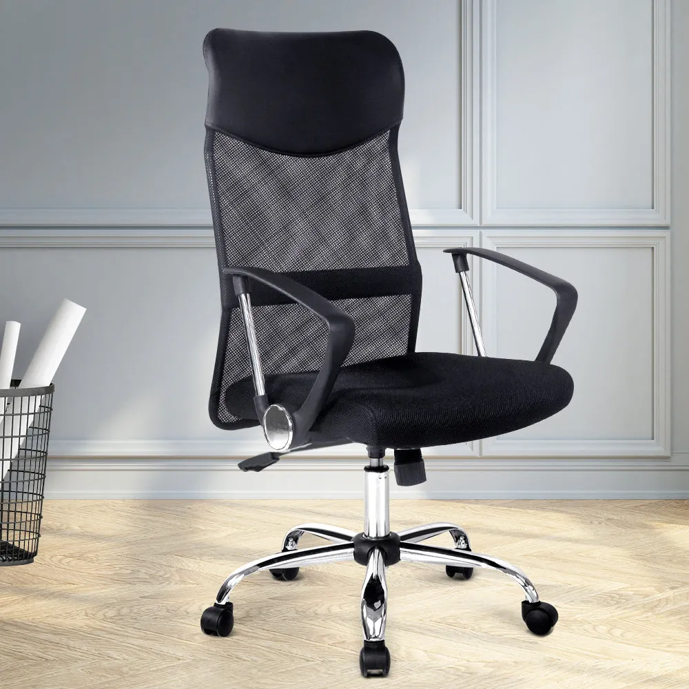 High Back Mesh Leather Office Chair, Adjustable - Artiss