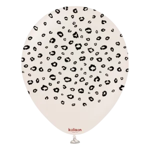 Kalisan 12" Safari Leopard Printed Retro White Sand (Black) Latex Balloon, 25 pieces