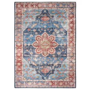 Kashmar Rust Blue Floral Medallion Rug