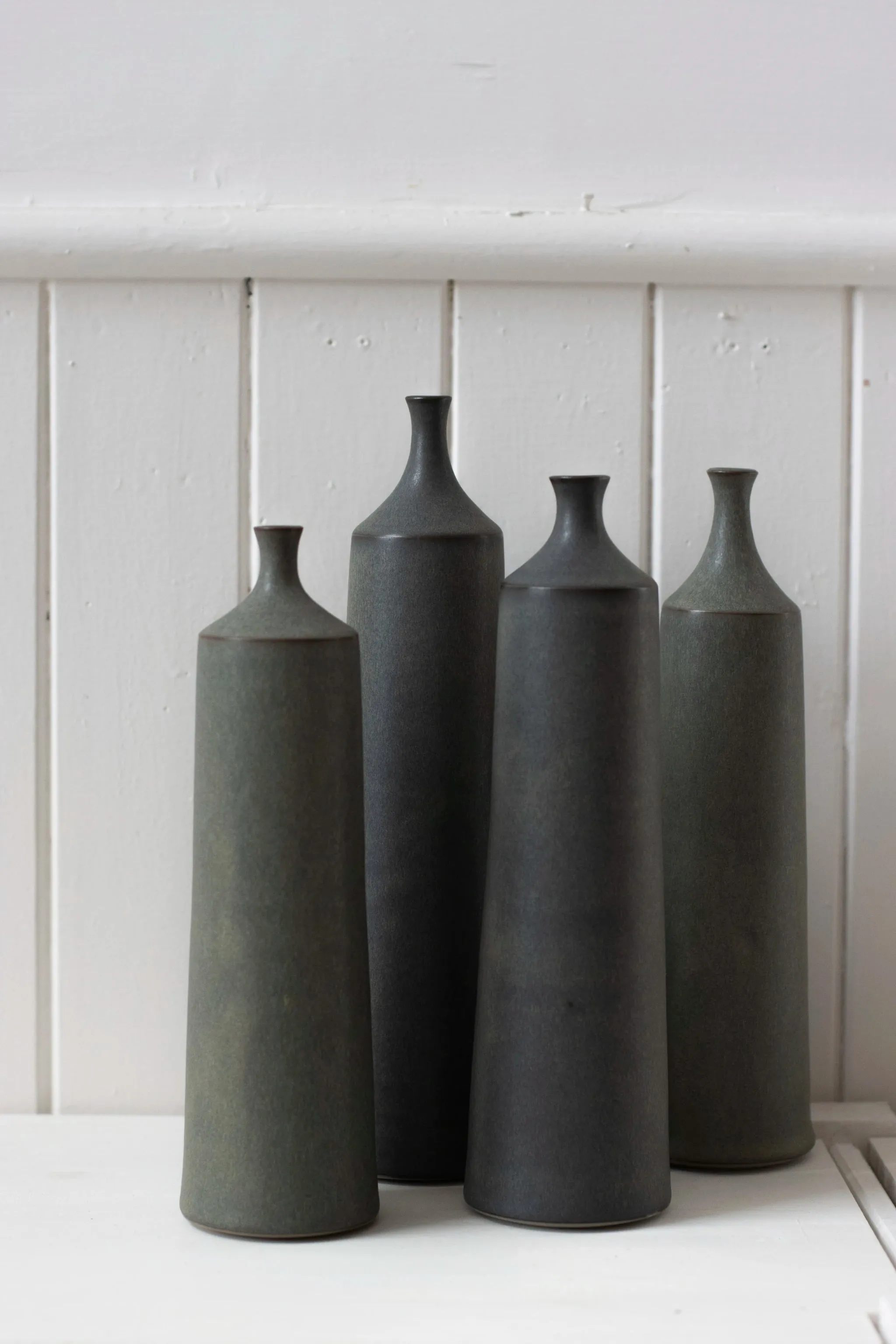 Large Ceramic Bottle No. 10 | Tapered Neck | Moss Green | by Borja Moronta