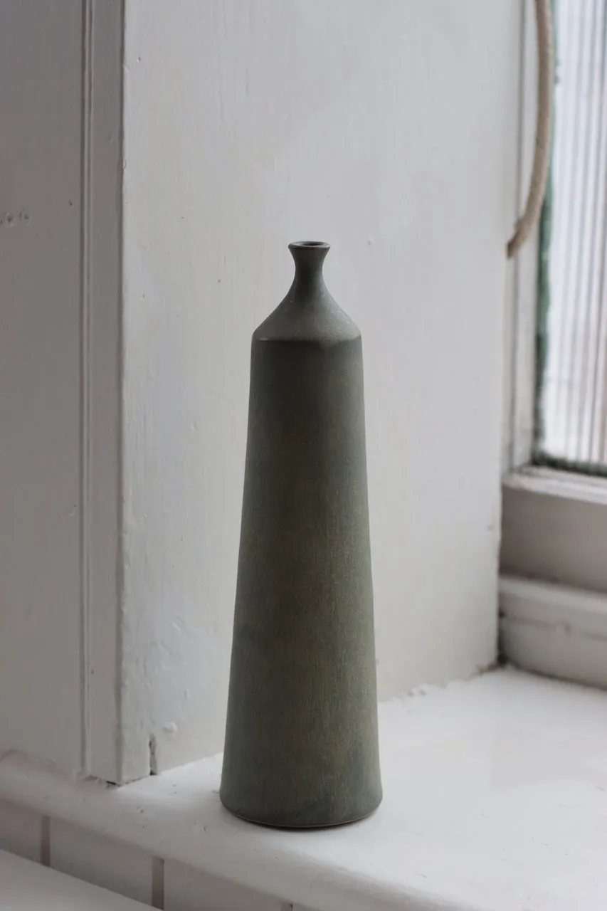 Large Ceramic Bottle No. 10 | Tapered Neck | Moss Green | by Borja Moronta