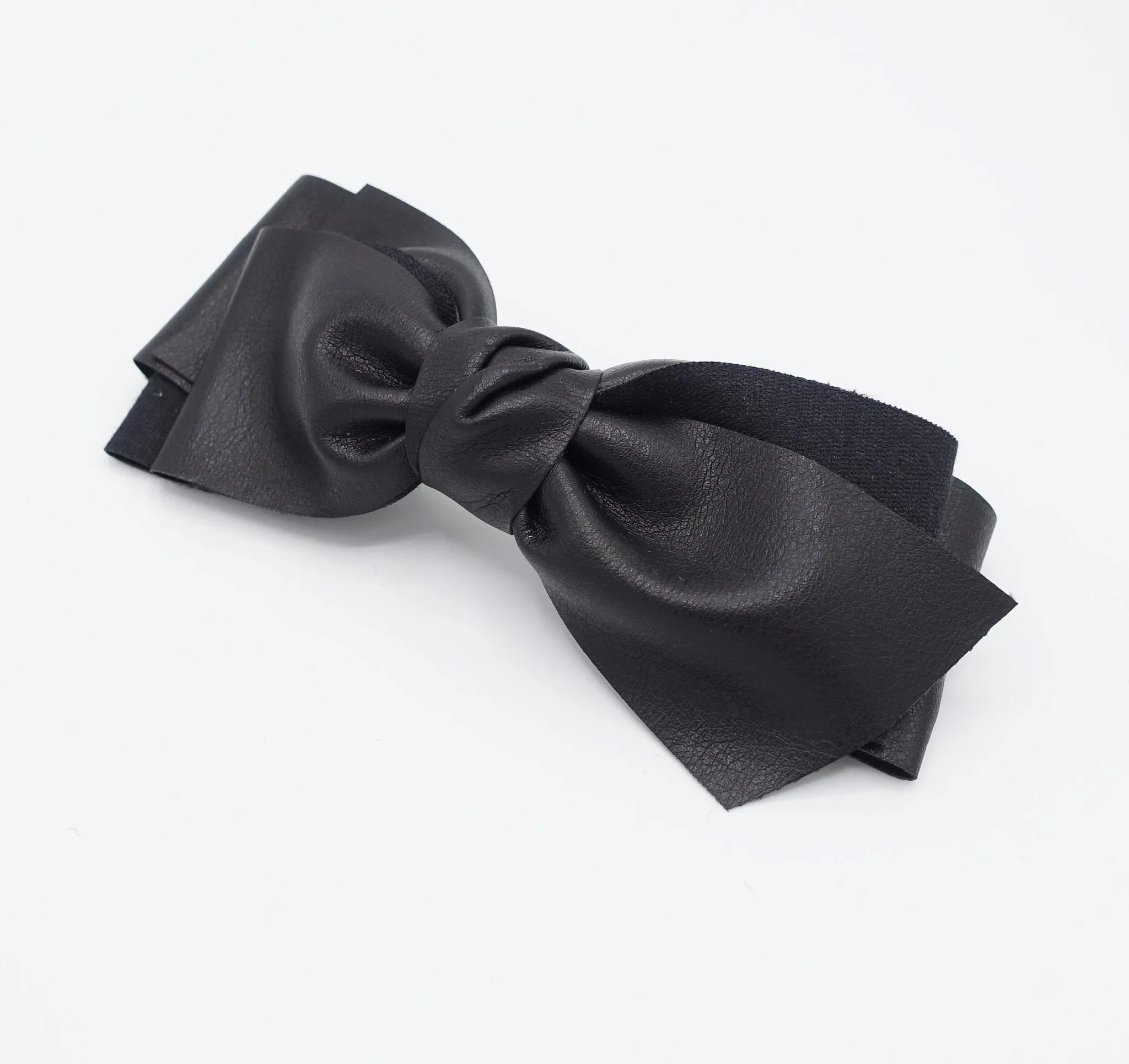 leather hair bow multi layered stylish Fall Winter hair accessory for women