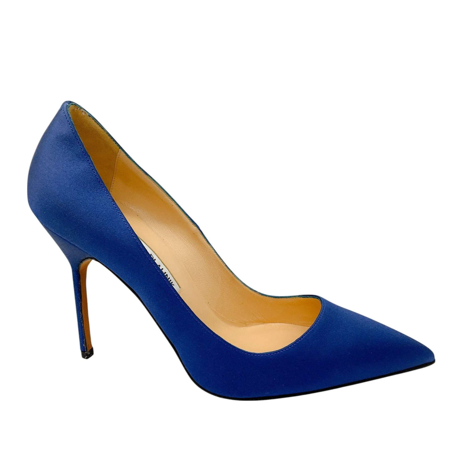 Manolo Blahnik Blue Satin Pumps