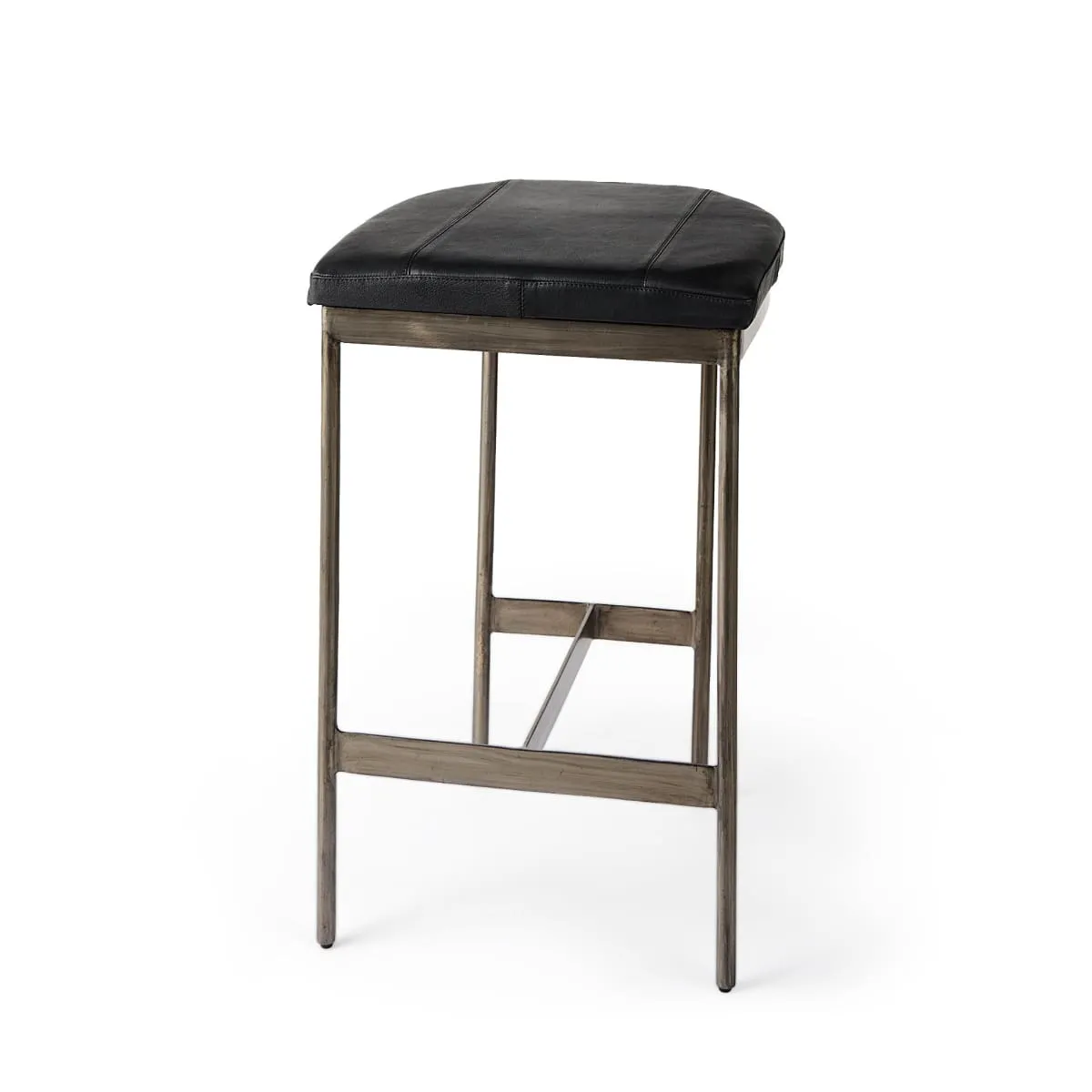 Millie Bar Counter Stool Black Leather | Nickel Metal | Counter