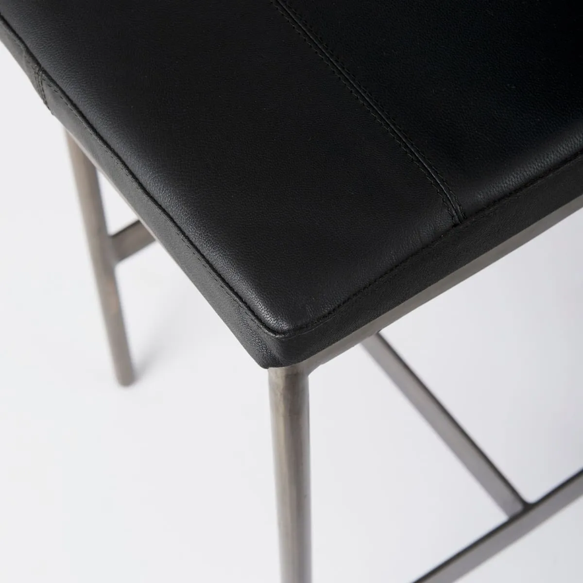 Millie Bar Counter Stool Black Leather | Nickel Metal | Counter