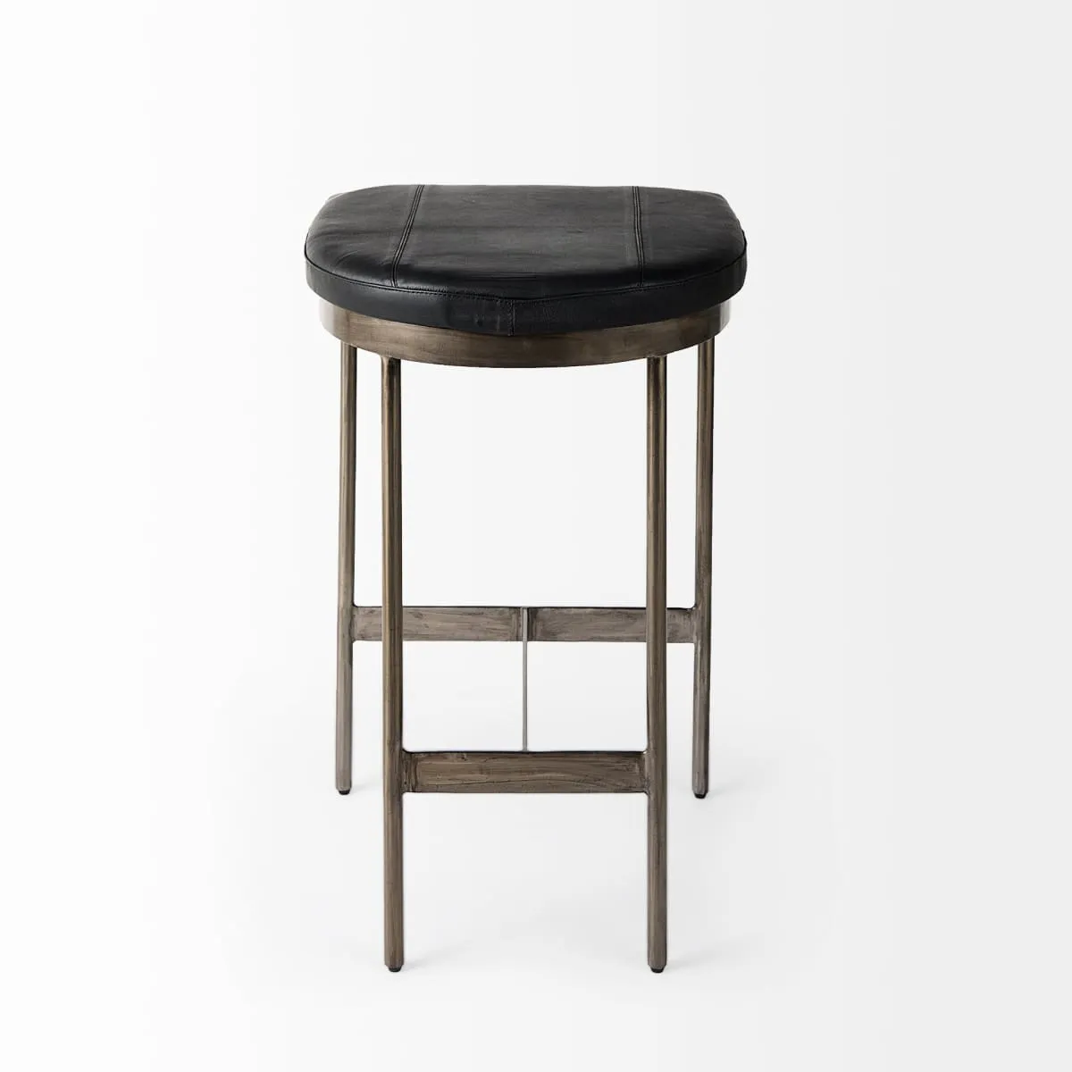 Millie Bar Counter Stool Black Leather | Nickel Metal | Counter