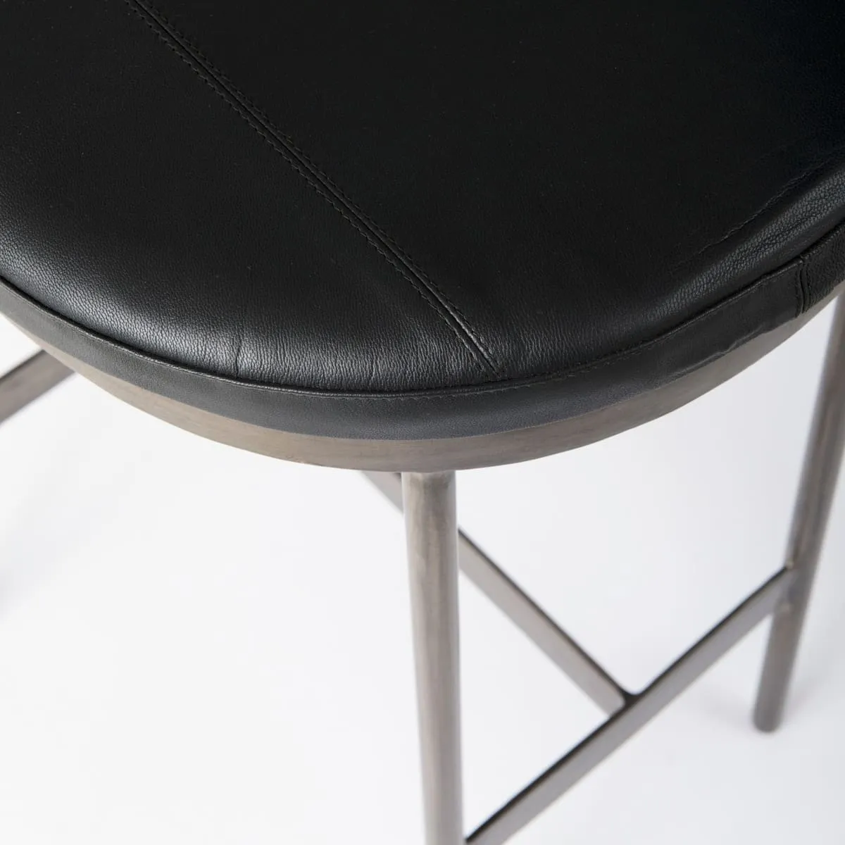 Millie Bar Counter Stool Black Leather | Nickel Metal | Counter