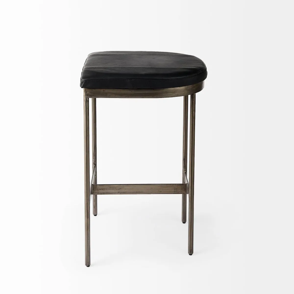 Millie Bar Counter Stool Black Leather | Nickel Metal | Counter