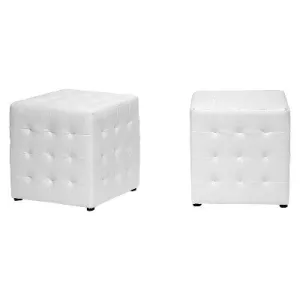 New - Set of 2 Siskal Modern Cube Ottoman White - Baxton Studio