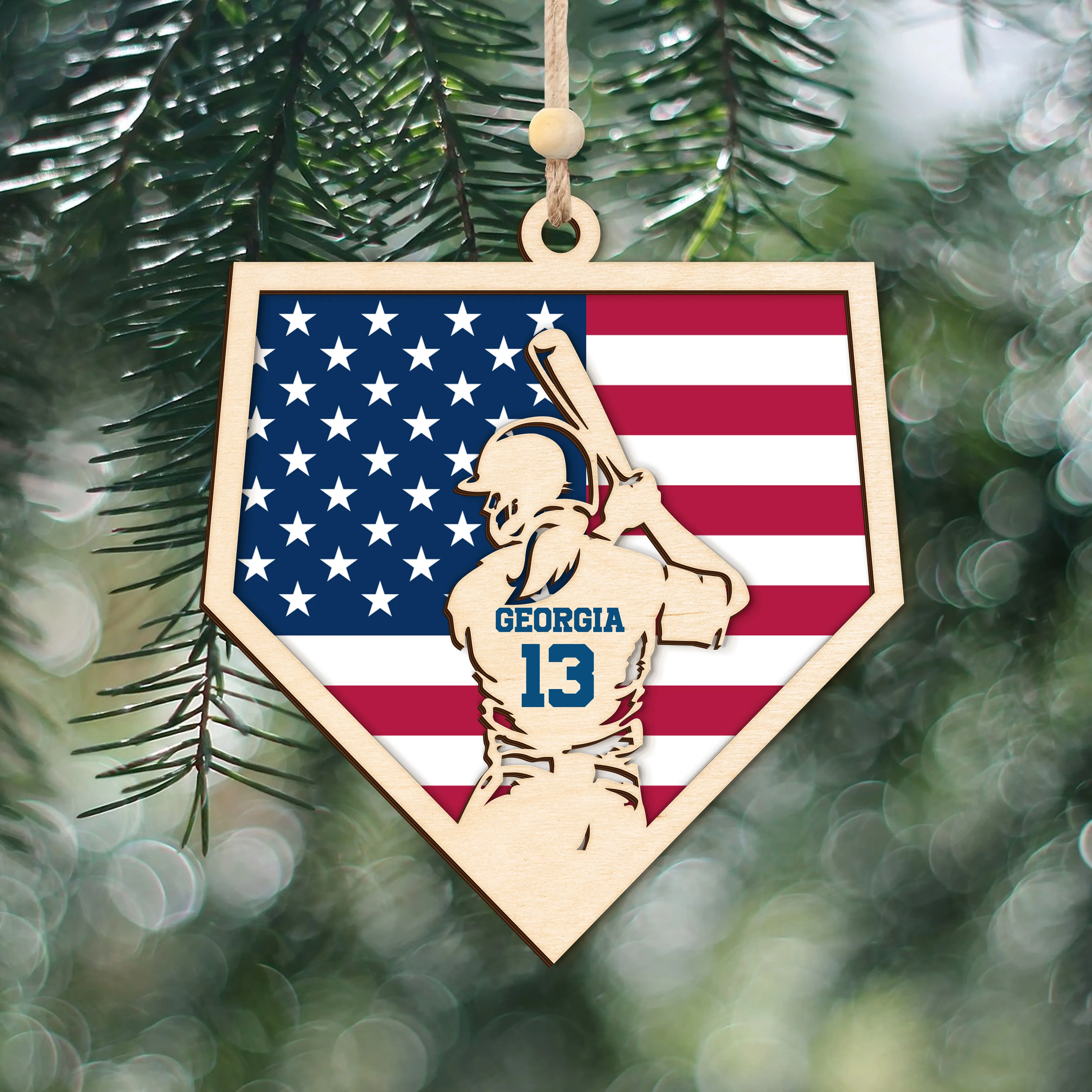 Personalized Baseball and Softball Wood Ornament 2 Layered Sports Ornament, Baseball Jersey Gift, CF433