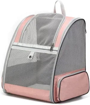 Pink Ventilated Pet Backpack with Pockets, Floofi Model 1