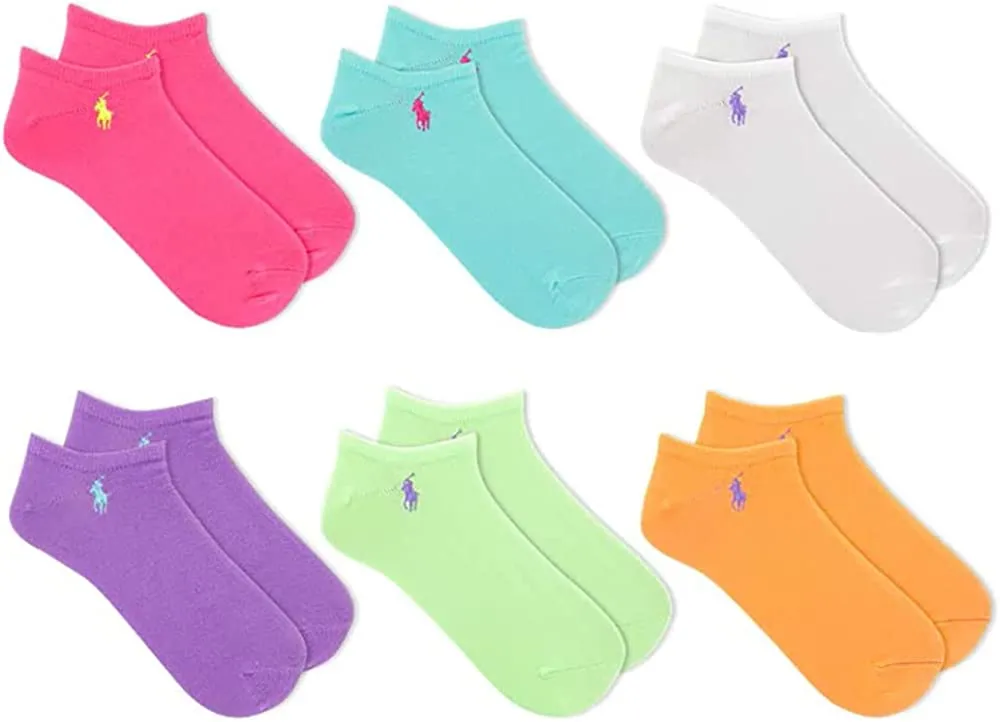 Polo Ralph Lauren Women's 6-Pack Athletic Ultra Low Cut Socks