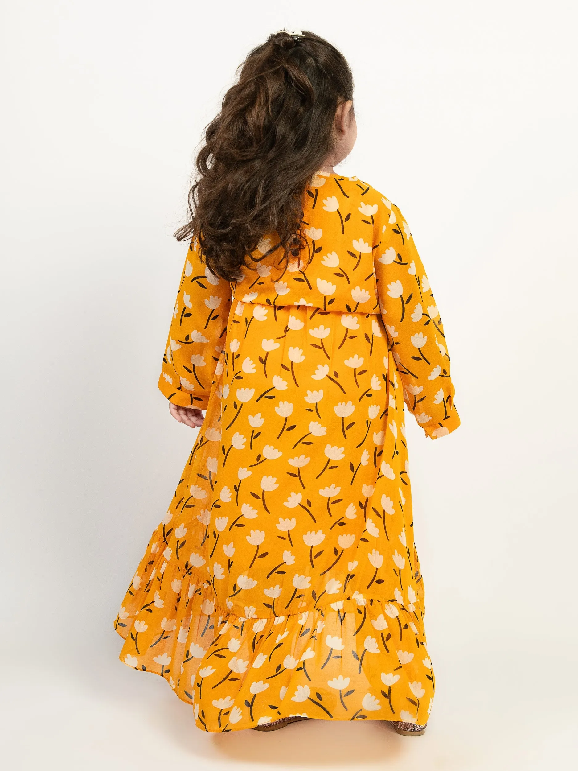 Printed Sunflower Chiffon Frock