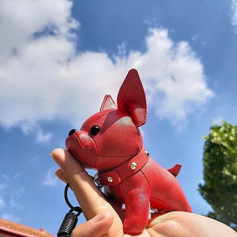 PU Leather Bulldog Keychain Holder