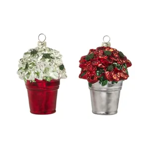 RAZ Bucket of Poinsettias Ornament Assorted 10cm (price per item)