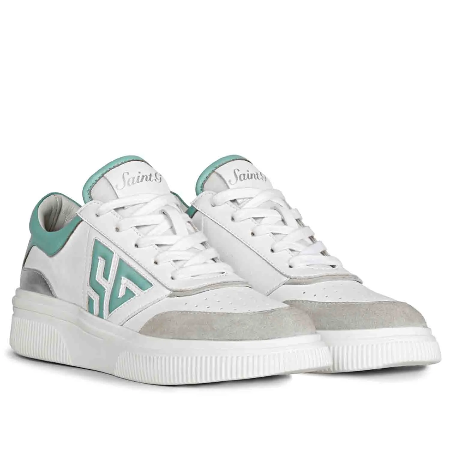 Saint Aloisia Mint Leather Sneakers