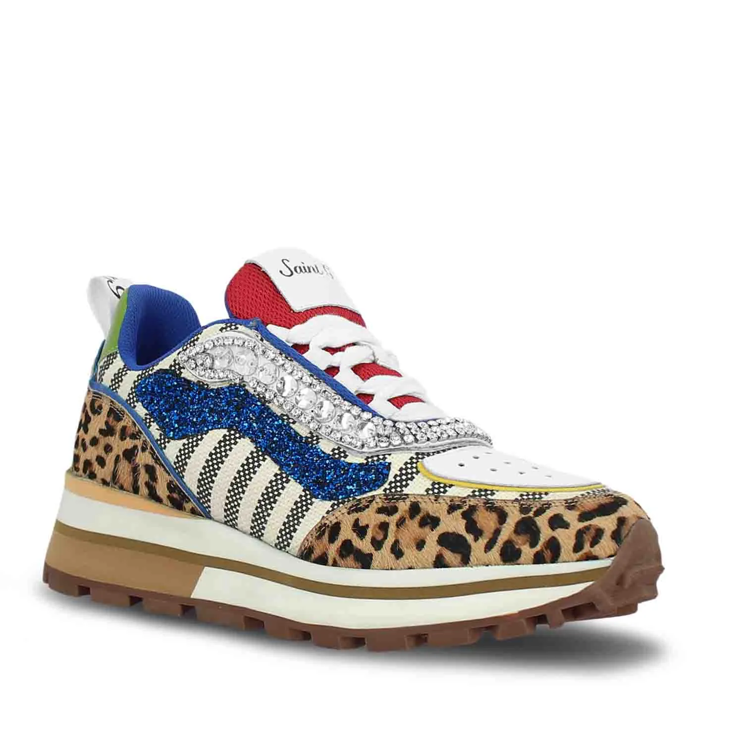 Saint Fiorella Multi Color Leopard Print Leather Sneakers