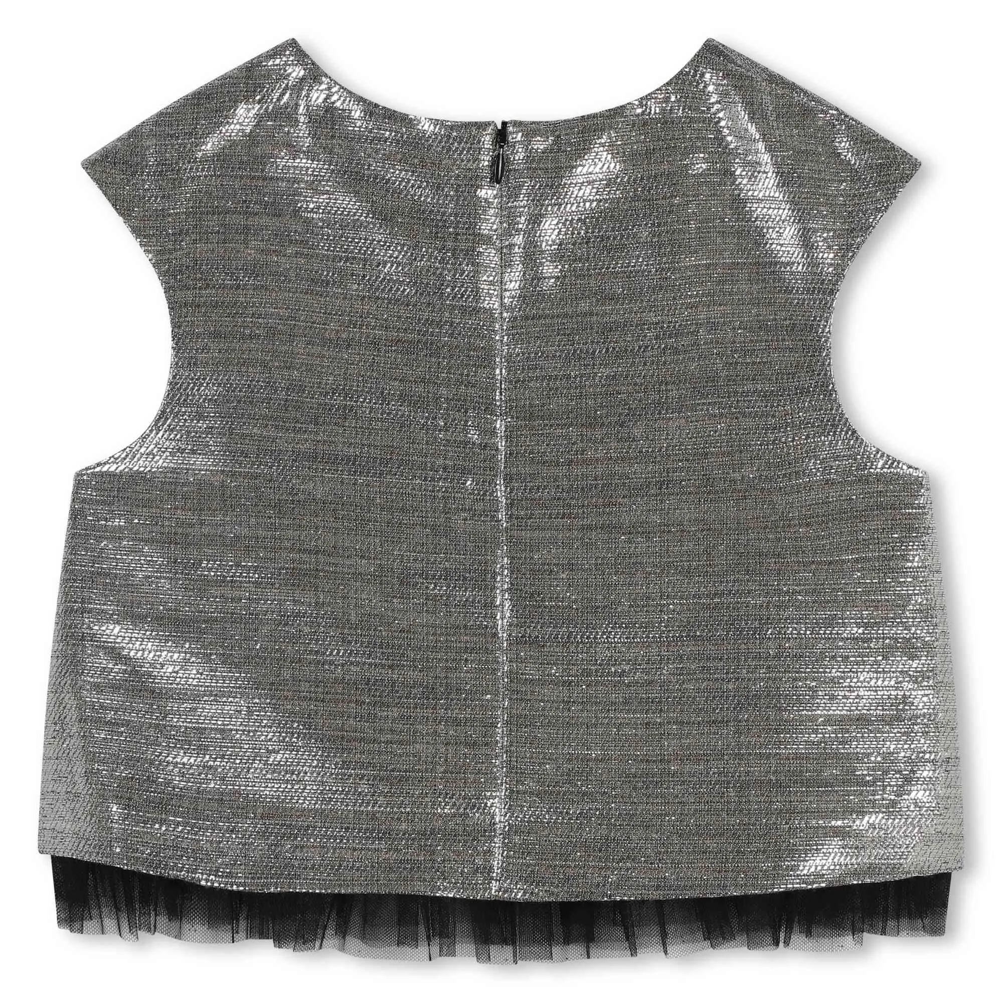 Silver Sleeveless Zipped Blouse