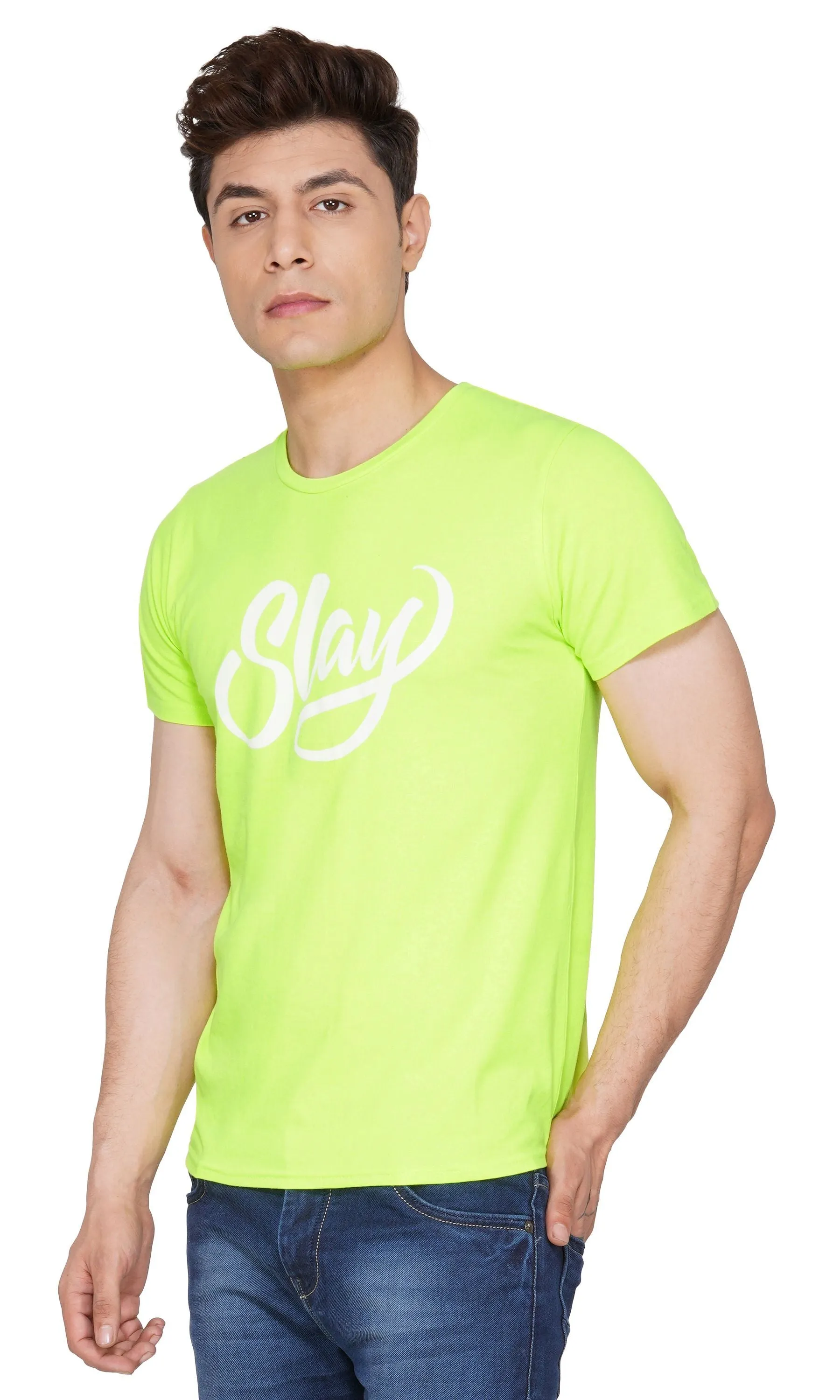 SLAY. Sport Men's Printed Neon Green T-shirt