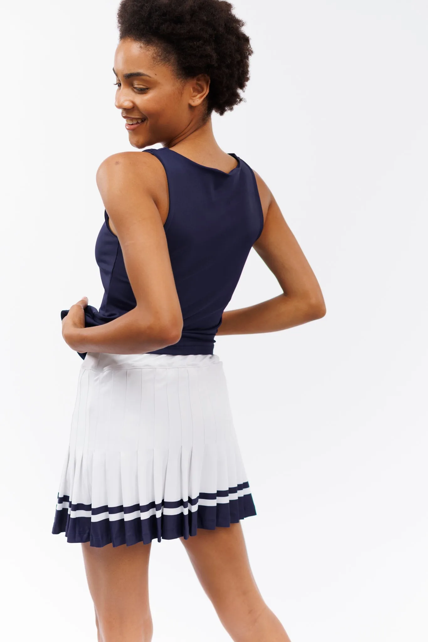 The Gwen Skort - White with Navy