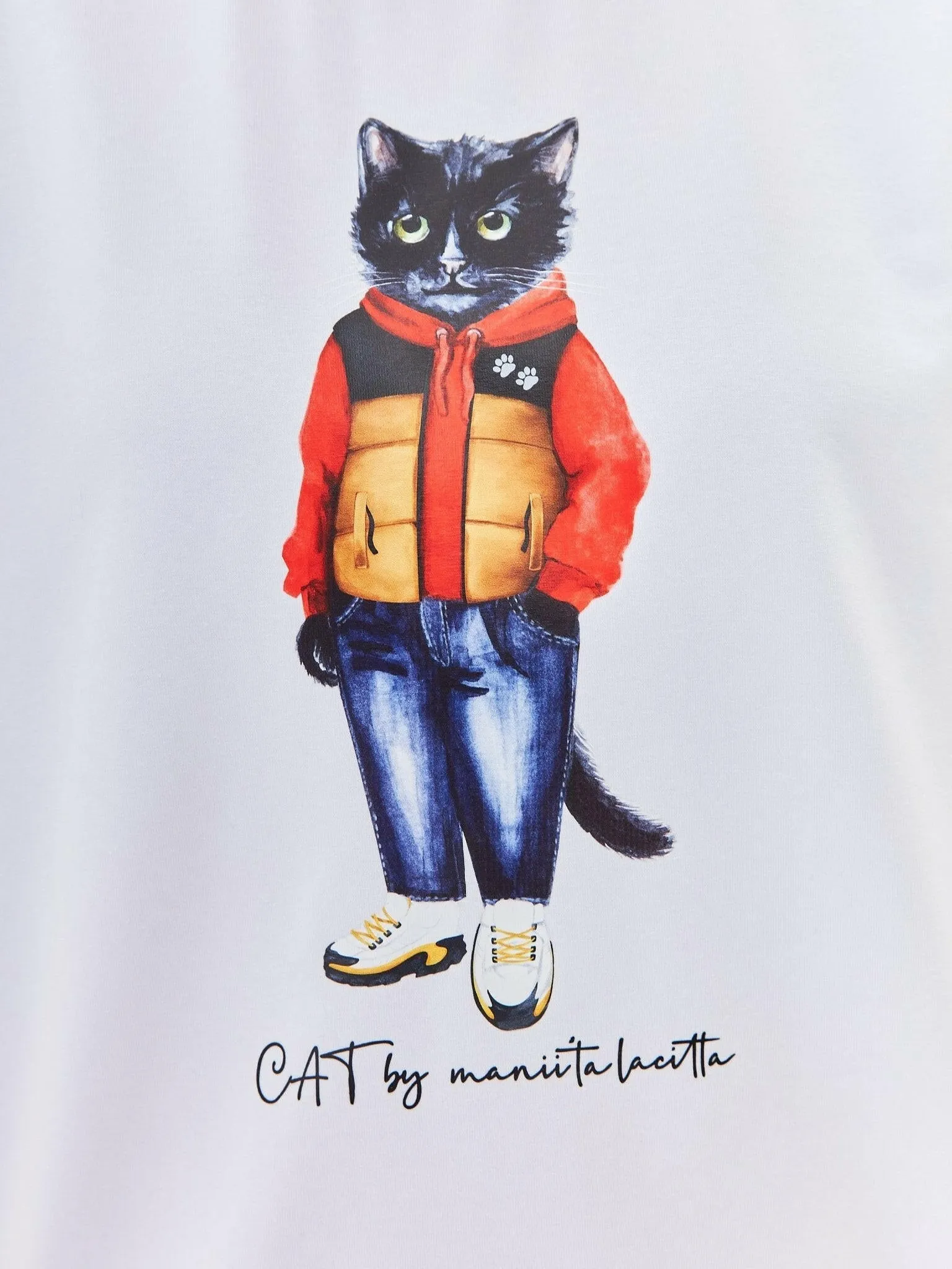 White Printed T-shirt SPORT CASUAL CAT