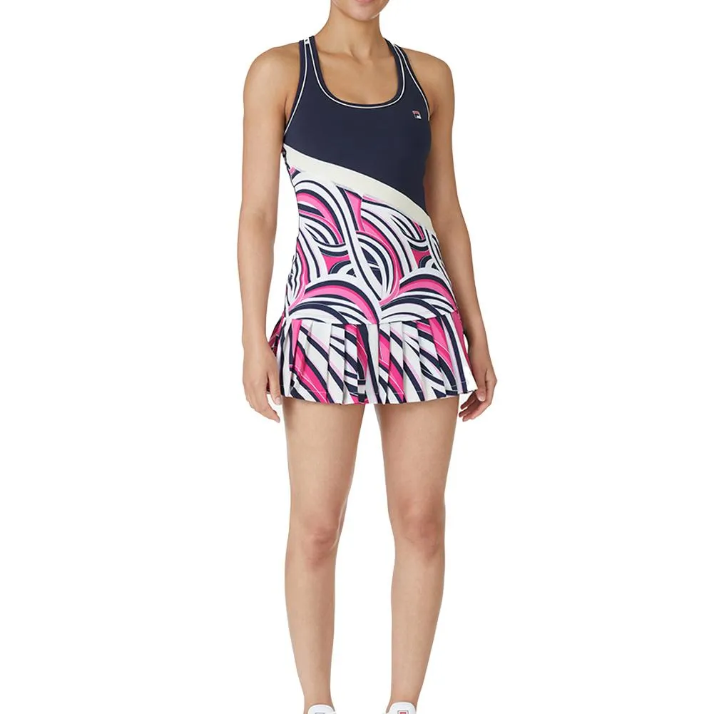 Womens Racerback Tennis Tank Wave and Fila Navy