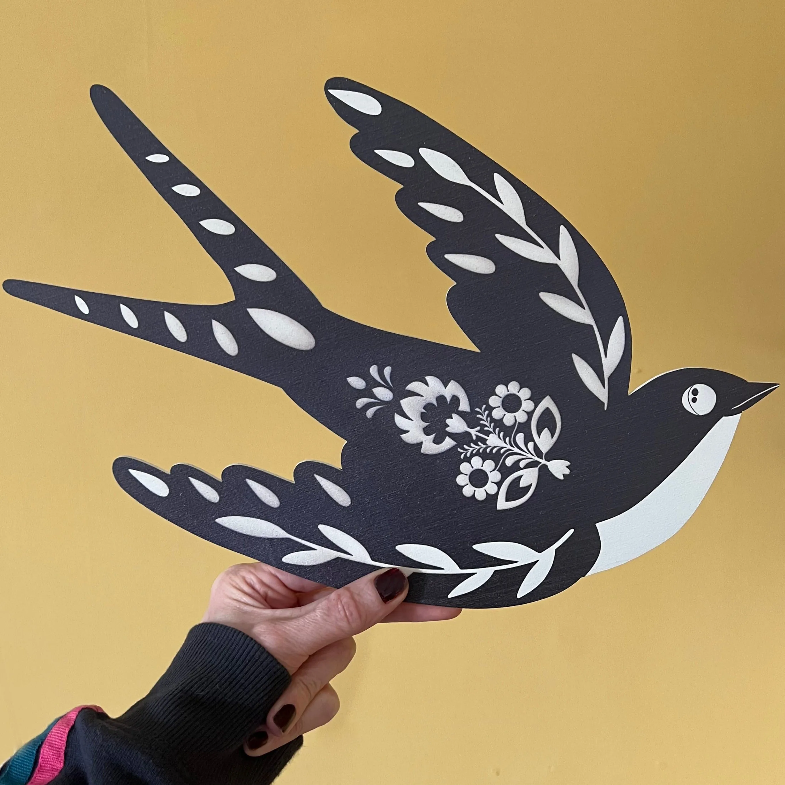 Wooden Folk Swallow Wall Art